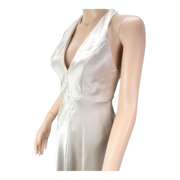 Jenny Yoo Satin Halter Bridesmaid Event Evening Dress Gown Sz 0 Champagne - Picture 4 of 11